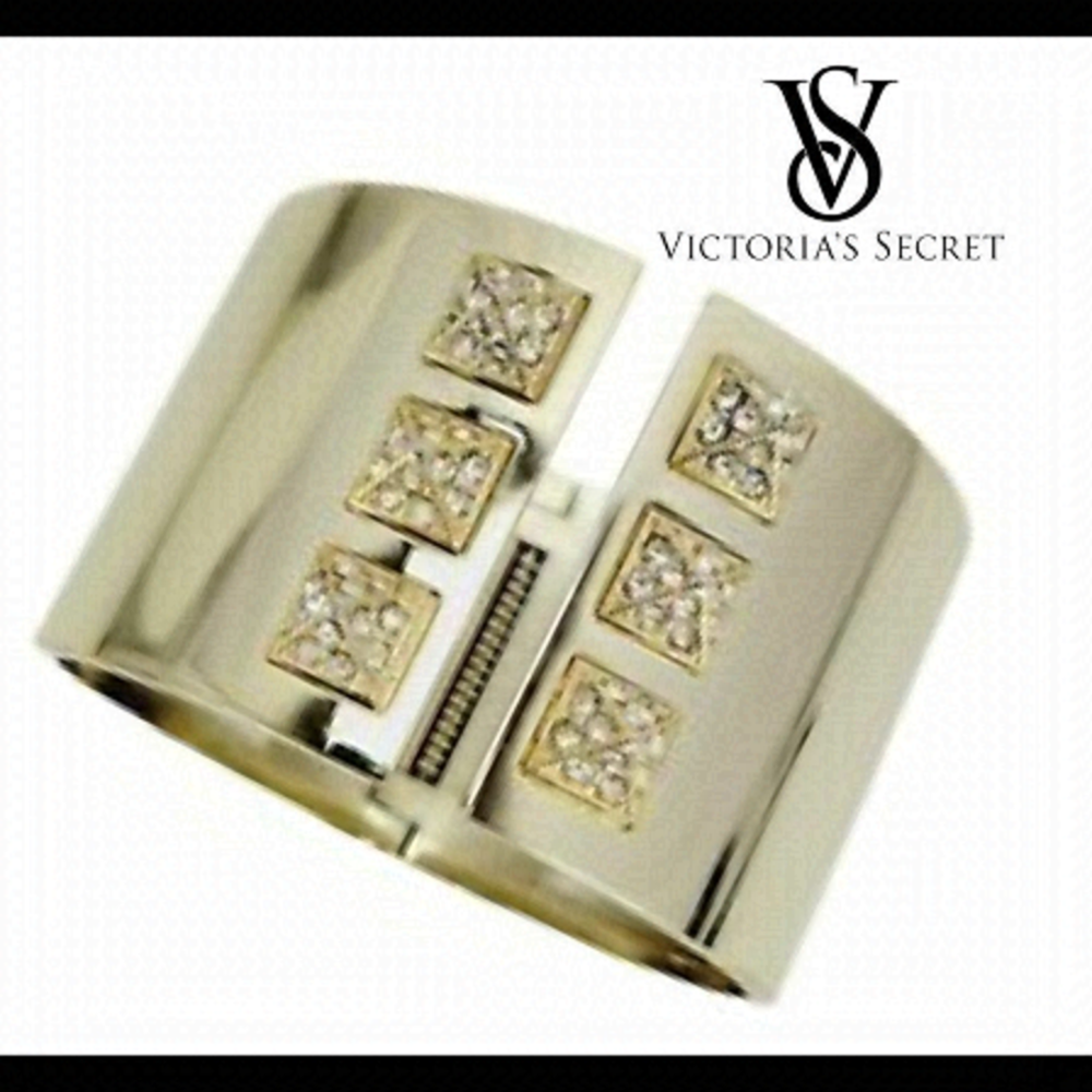 Victoria’s Secret gold tone Rhinestone detail clamper bracelet